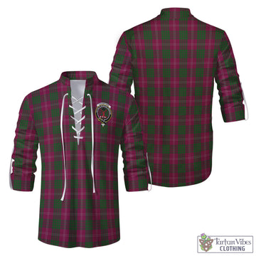 Tartan Vibes Clothing Crawford Tartan Men's Scottish Traditional Jacobite Ghillie Kilt Shirt with Family Crest