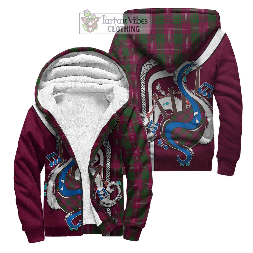 Crawford Tartan Sherpa Hoodie with Epic Bagpipe Style Unisex S - Tartanvibesclothing Shop