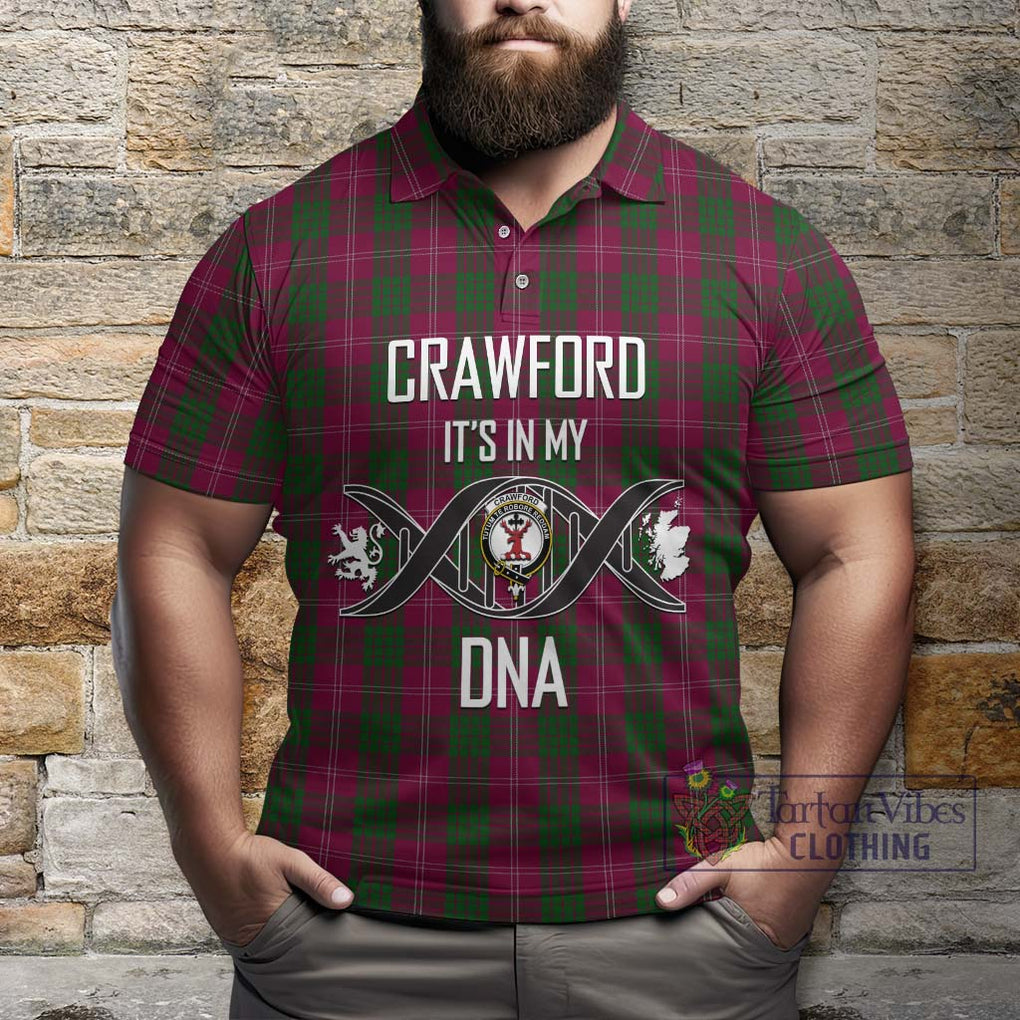 Crawford Tartan Polo Shirt with Family Crest DNA In Me Style Kid - Tartanvibesclothing Shop
