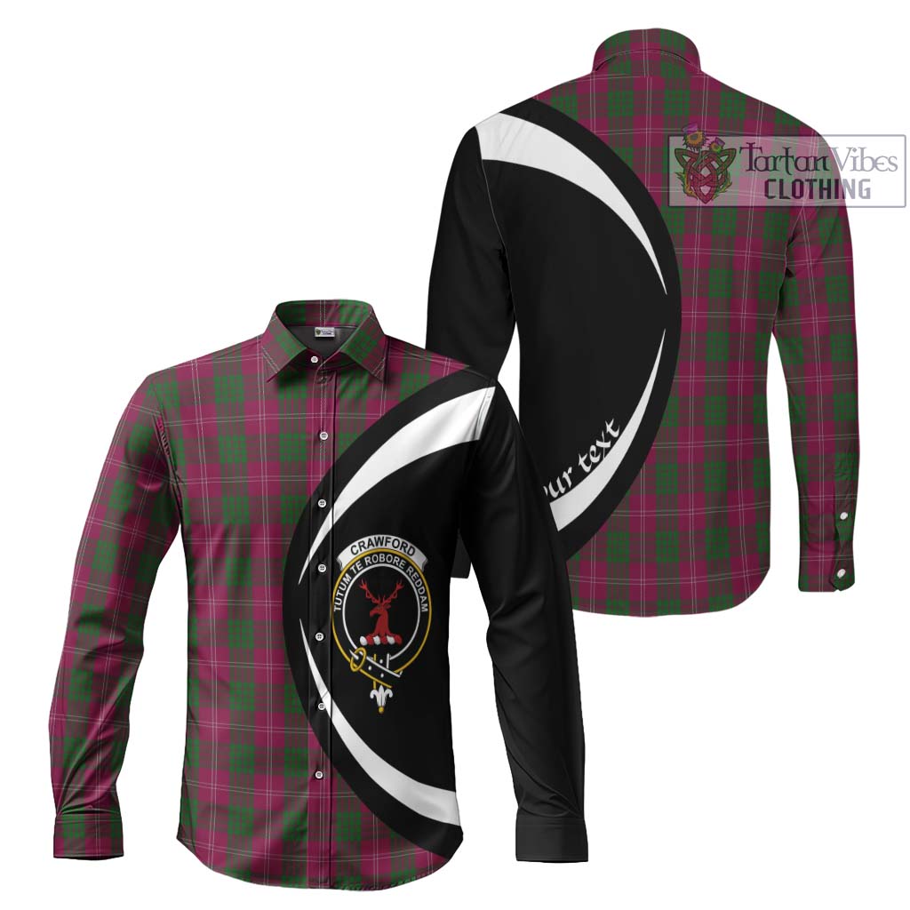 Crawford Tartan Long Sleeve Button Up with Family Crest Circle Style Men's Shirt S - Tartan Vibes Clothing