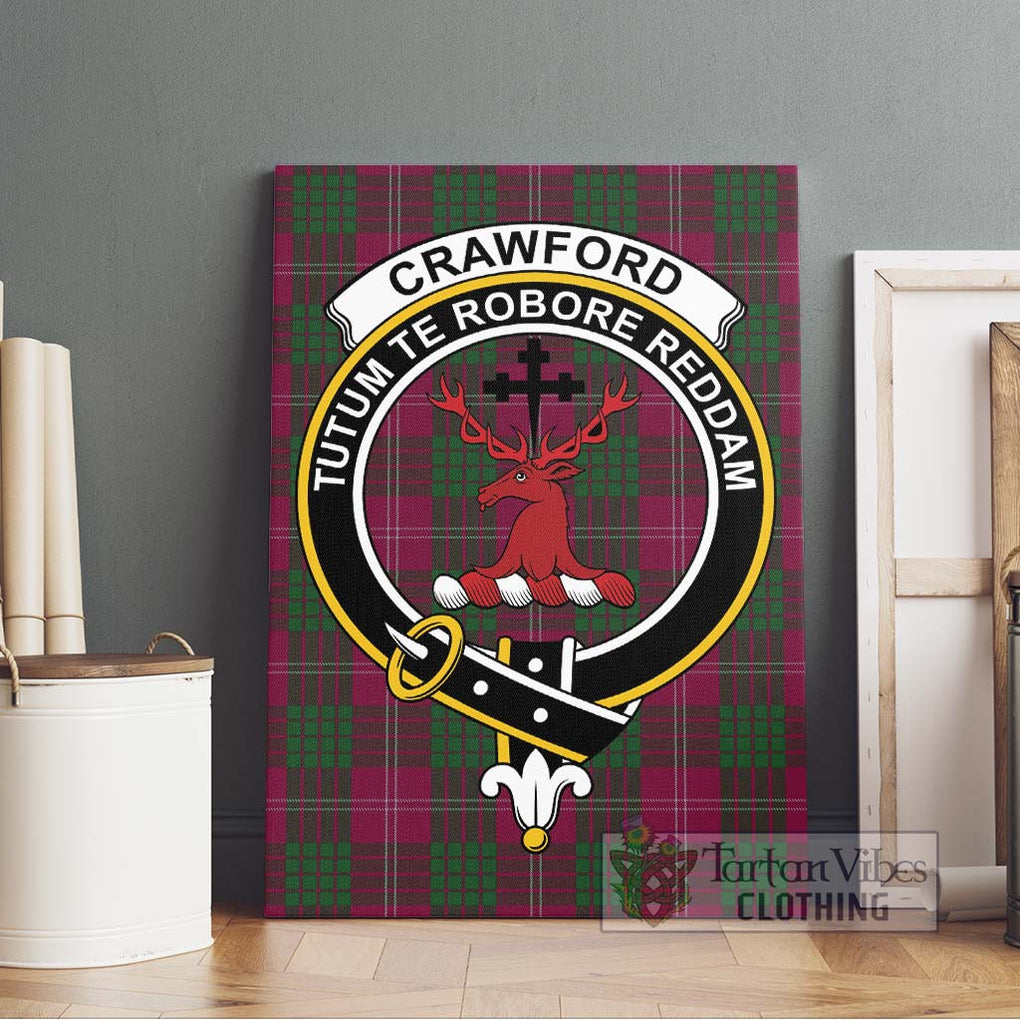 Crawford Tartan Canvas Print Wall Art with Family Crest Without Frame - Tartan Vibes Clothing