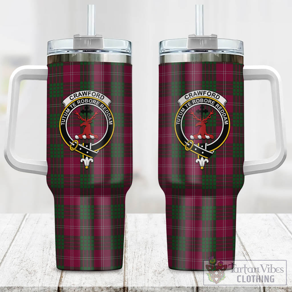 Tartan Vibes Clothing Crawford Tartan and Family Crest Tumbler with Handle