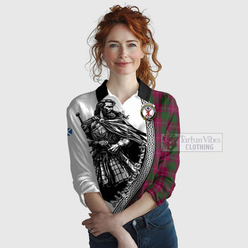 Crawford Tartan Clan Crest Women's Casual Shirt with Highlander Warrior Celtic Style
