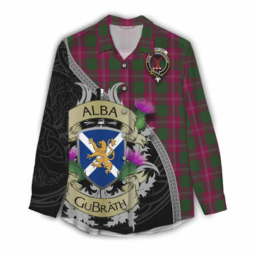 Crawford Tartan Family Crest Women's Casual Shirt Lion Rampant Royal Thistle Shield Celtic Inspired