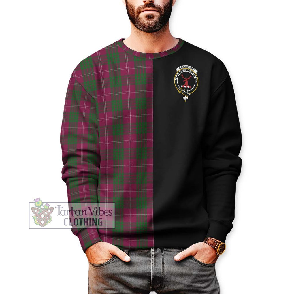Crawford Tartan Sweatshirt with Family Crest and Half Of Me Style Unisex - Tartanvibesclothing Shop