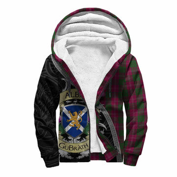 Crawford Tartan Family Crest Sherpa Hoodie Lion Rampant Royal Thistle Shield Celtic Inspired