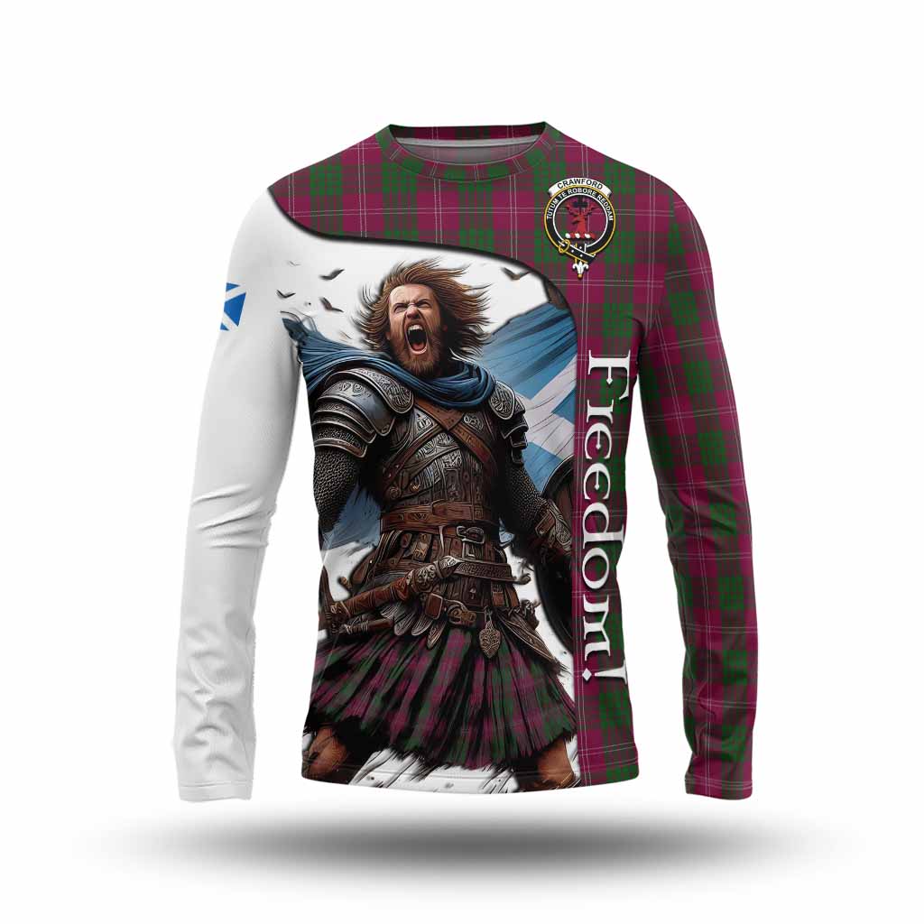 Tartan Vibes Clothing Crawford Crest Tartan Long Sleeve T-Shirt Inspired by the Freedom of Scottish Warrior