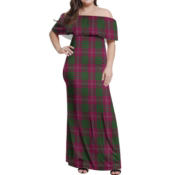Crawford Tartan Off Shoulder Long Dress Women's Dress - Tartanvibesclothing
