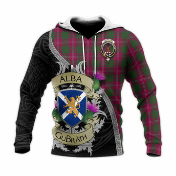 Crawford Tartan Family Crest Knitted Hoodie Lion Rampant Royal Thistle Shield Celtic Inspired