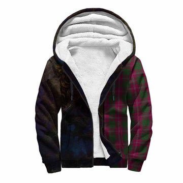 Crawford Tartan Family Crest Sherpa Hoodie Alba Gu Brath Be Brave Lion Ancient Style