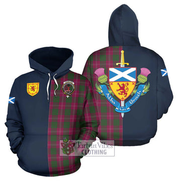 Crawford Tartan Hoodie Alba with Scottish Lion Royal Arm Half Style