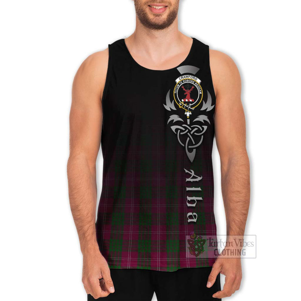 Tartan Vibes Clothing Crawford Tartan Men's Tank Top Featuring Alba Gu Brath Family Crest Celtic Inspired