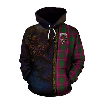 Crawford Tartan Family Crest Cotton Hoodie Alba Gu Brath Be Brave Lion Ancient Style