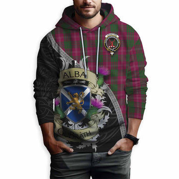 Tartan Vibes Clothing Crawford Tartan Family Crest Hoodie Lion Rampant Royal Thistle Shield Celtic Inspired