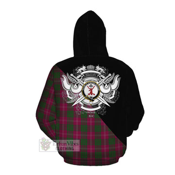 Tartan Vibes Clothing Crawford Tartan Cotton Hoodie with Family Crest and Military Logo Style