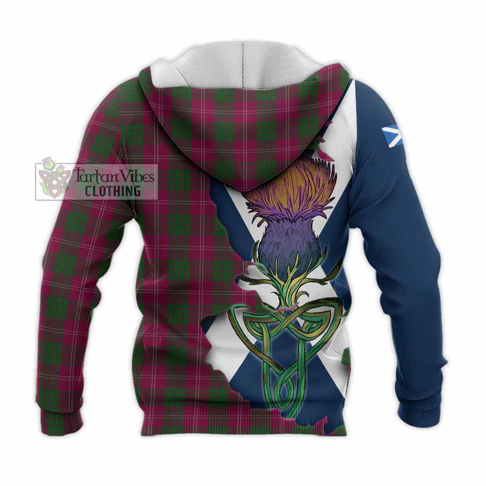 Tartan Vibes Clothing Crawford Tartan Family Crest Knitted Hoodie Scottish Thistle Celtic Inspired