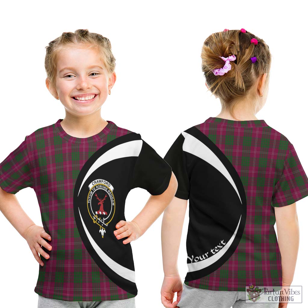 Crawford Tartan Kid T-Shirt with Family Crest Circle Style - Tartan Vibes Clothing