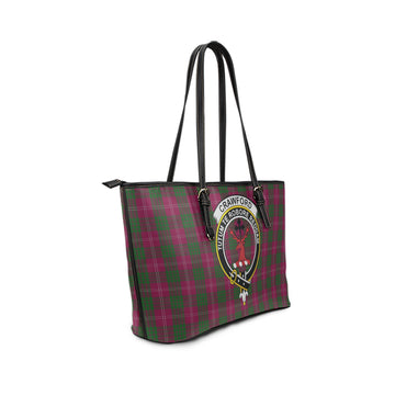 Crawford Tartan Leather Tote Bag with Family Crest