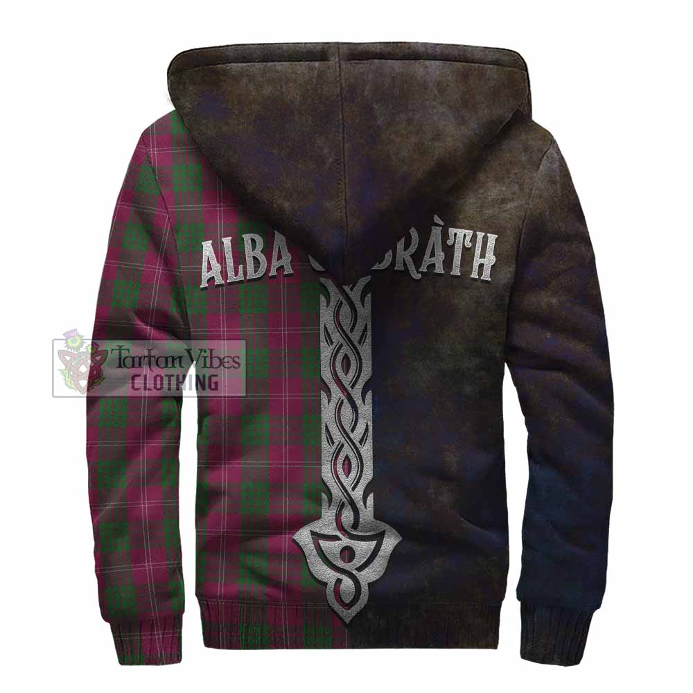 Tartan Vibes Clothing Crawford Tartan Family Crest Sherpa Hoodie Alba Gu Brath Be Brave Lion Ancient Style