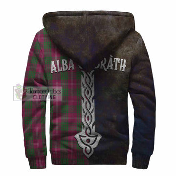 Crawford Tartan Family Crest Sherpa Hoodie Alba Gu Brath Be Brave Lion Ancient Style