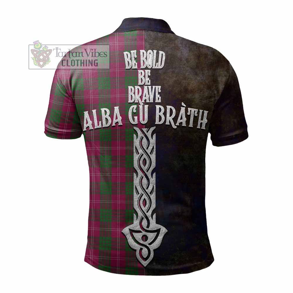 Tartan Vibes Clothing Crawford Tartan Family Crest Polo Shirt Alba Gu Brath Be Brave Lion Ancient Style