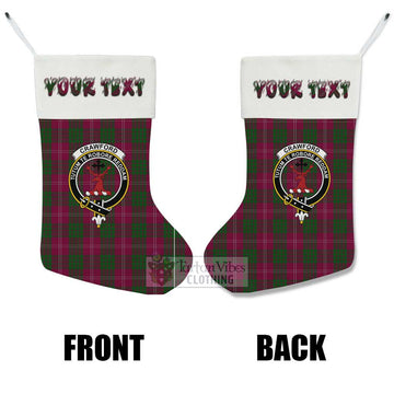 Crawford Tartan Family Crest Christmas Stocking with Personalized Text