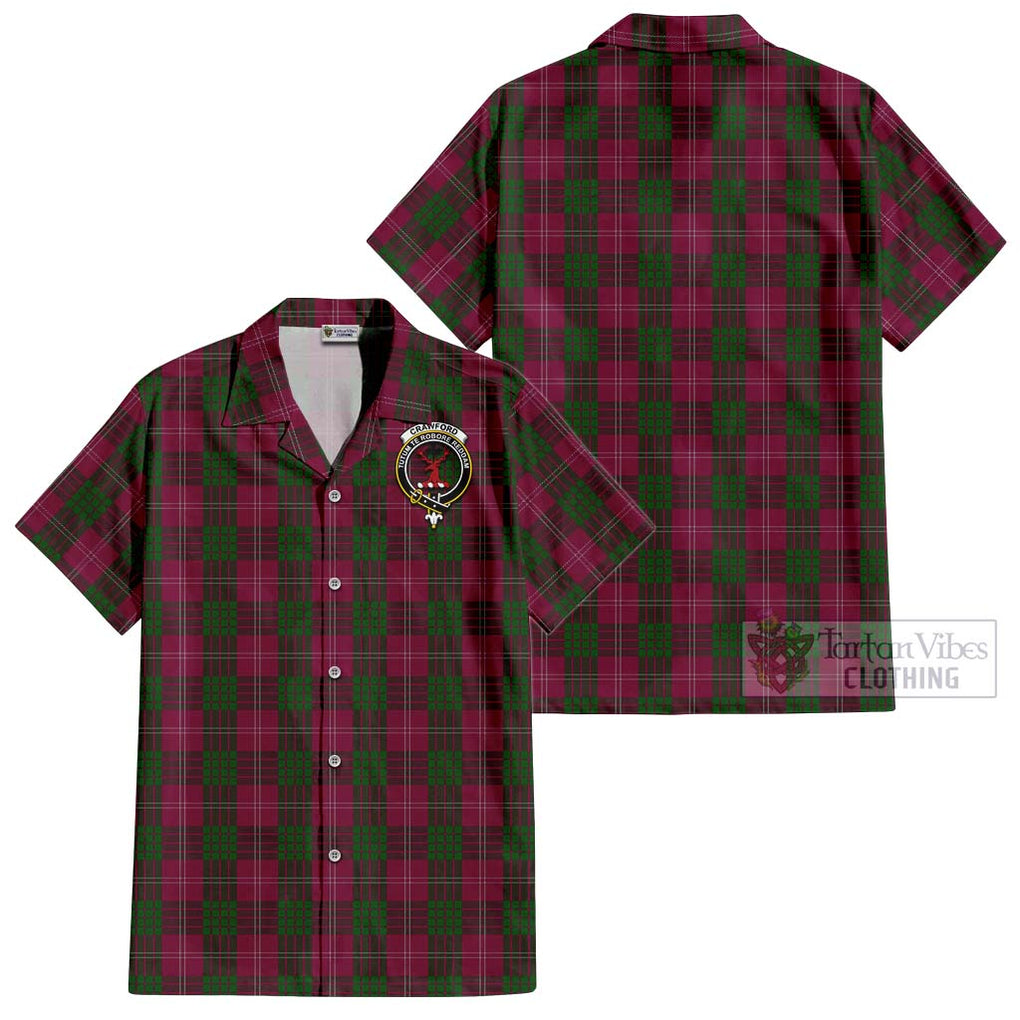 Crawford Tartan Cotton Hawaiian Shirt with Family Crest Kid - Tartan Vibes Clothing
