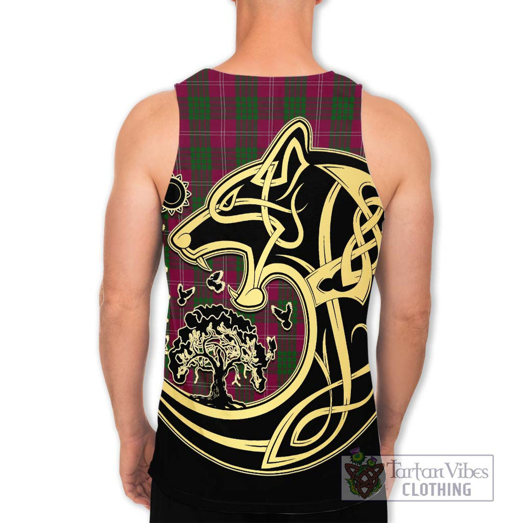Crawford Tartan Men's Tank Top with Family Crest Celtic Wolf Style - Tartan Vibes Clothing