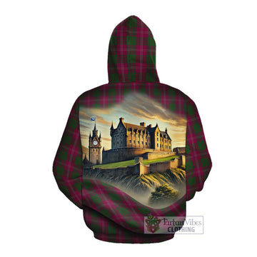 Tartan Vibes Clothing Crawford Tartan Family Crest Cotton Hoodie with Scottish Ancient Castle Style