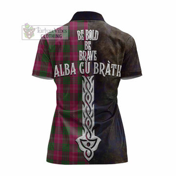 Crawford Tartan Family Crest Women's Polo Shirt Alba Gu Brath Be Brave Lion Ancient Style