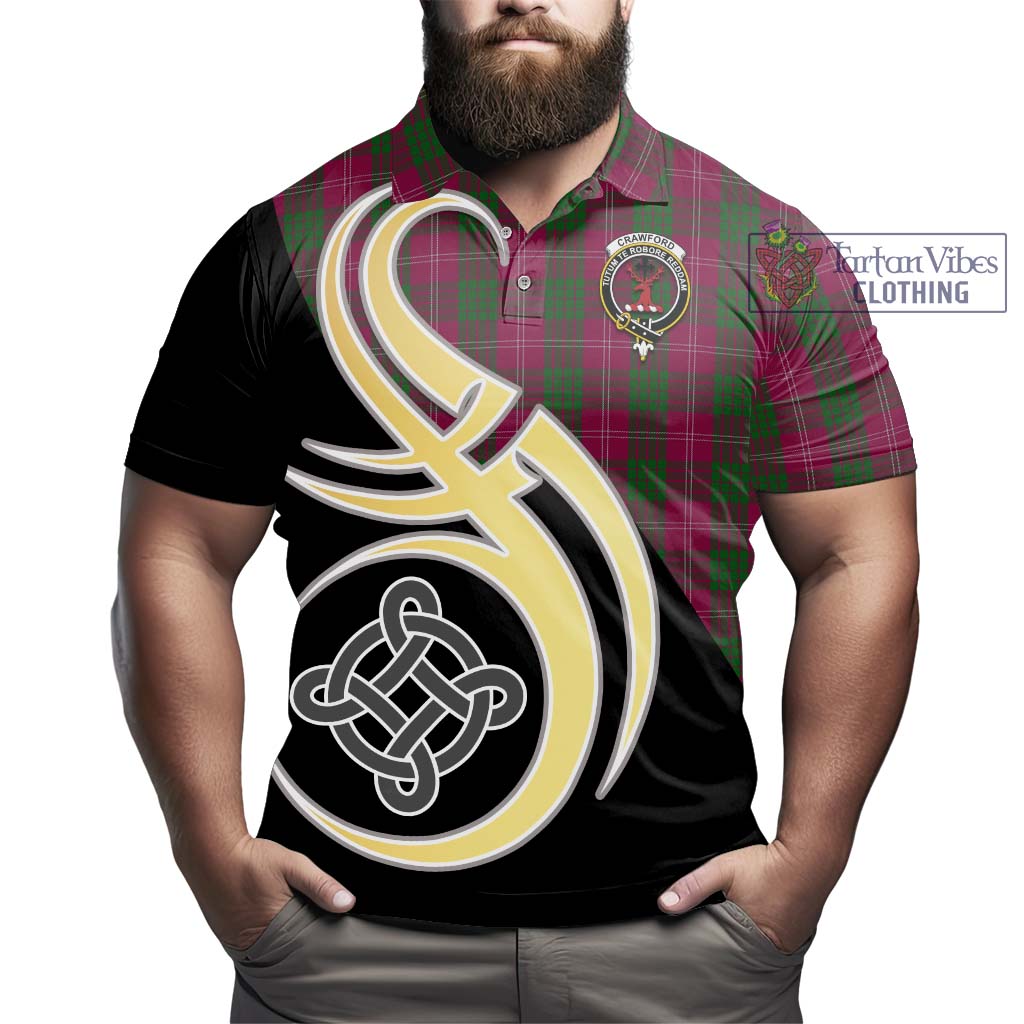 Crawford Tartan Polo Shirt with Family Crest and Celtic Symbol Style - Tartan Vibes Clothing