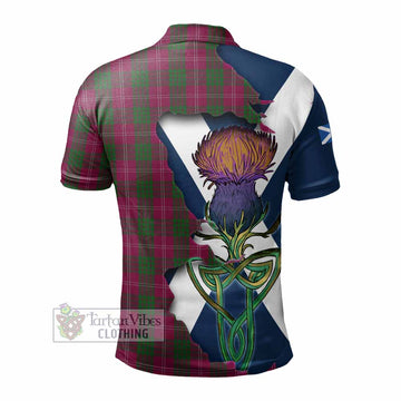 Crawford Tartan Family Crest Polo Shirt Scottish Thistle Celtic Inspired
