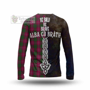 Crawford Tartan Family Crest Long Sleeve T-Shirt Alba Gu Brath Be Brave Lion Ancient Style
