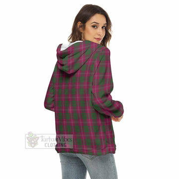 Crawford Tartan Women's Borg Fleece Hoodie with Half Zip with Family Crest