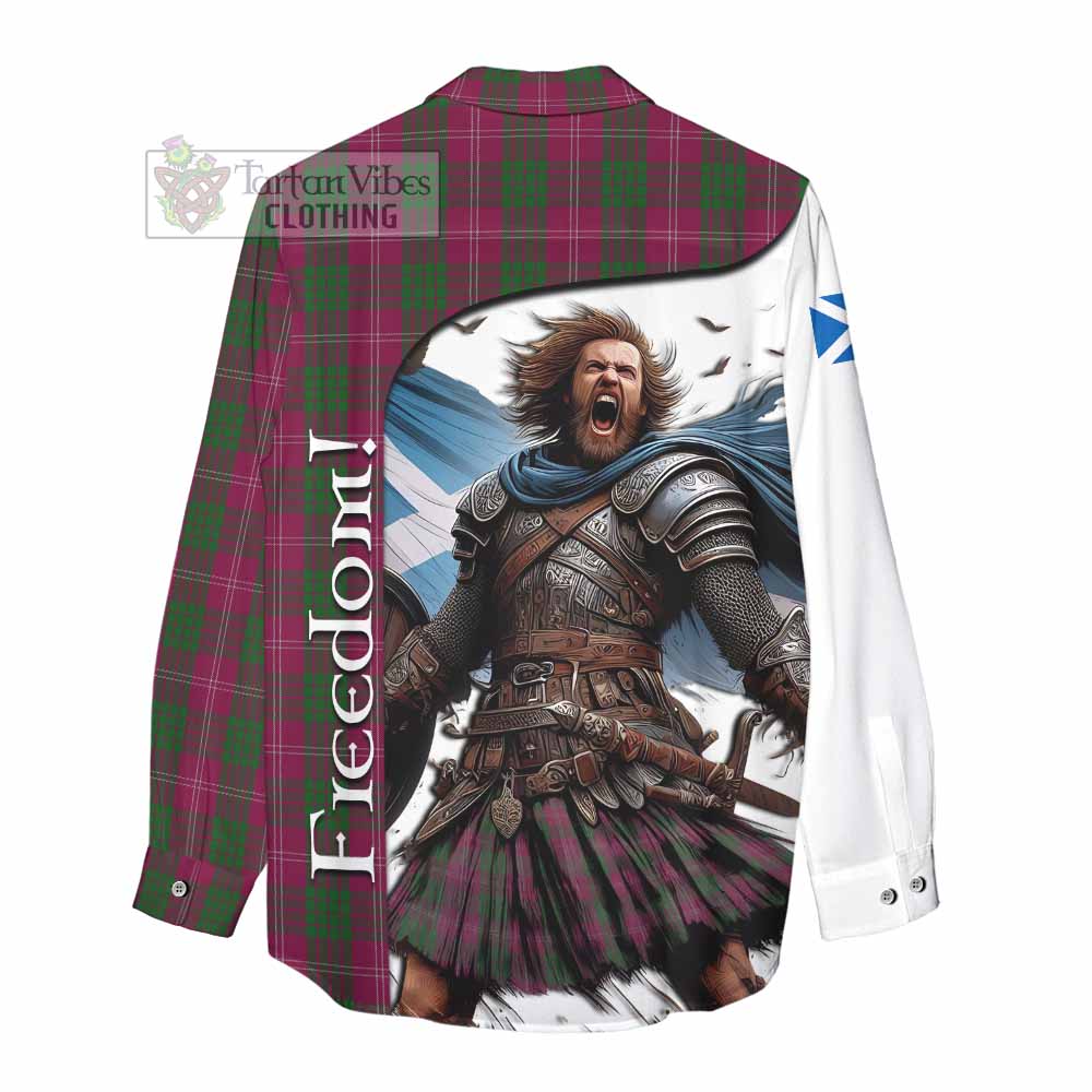 Tartan Vibes Clothing Crawford Crest Tartan Women's Casual Shirt Inspired by the Freedom of Scottish Warrior