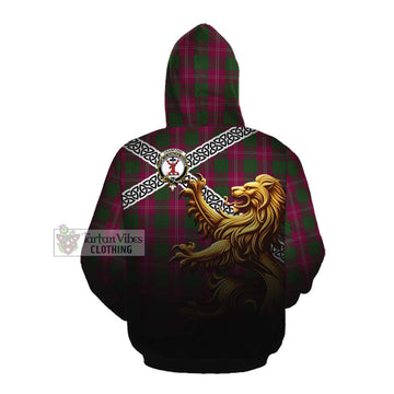 Crawford Crest Tartan Cotton Hoodie with Golden Lion Emblem Celtic Style