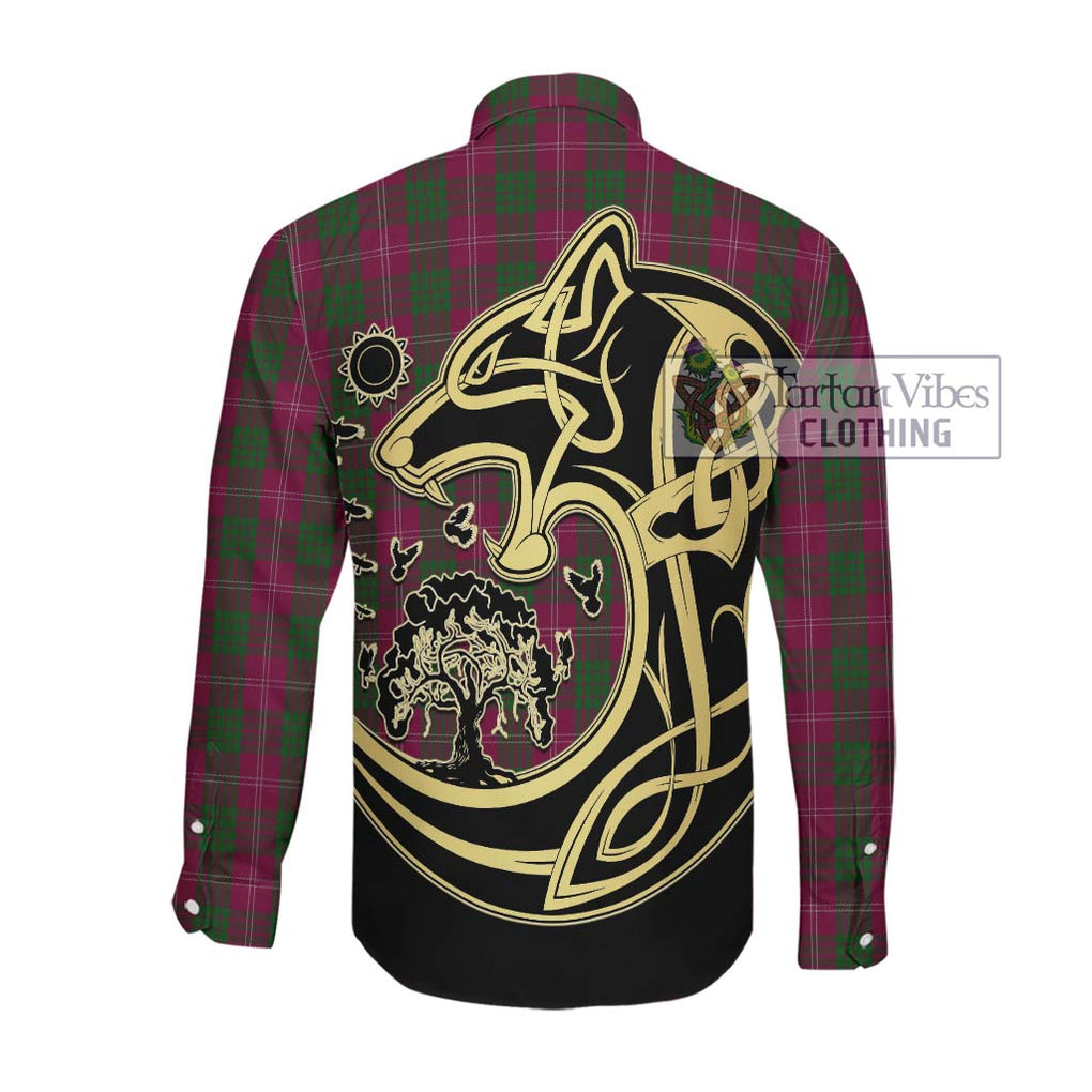 Crawford Tartan Long Sleeve Button Shirt with Family Crest Celtic Wolf Style Men's Shirt - Tartan Vibes Clothing