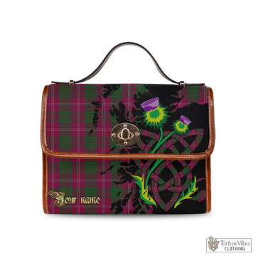 Crawford Tartan Waterproof Canvas Bag with Scotland Map and Thistle Celtic Accents