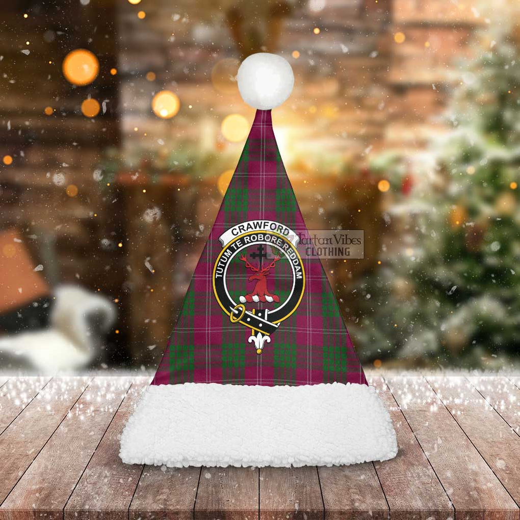 Tartan Vibes Clothing Crawford Tartan Christmas Santa Hats with Family Crest