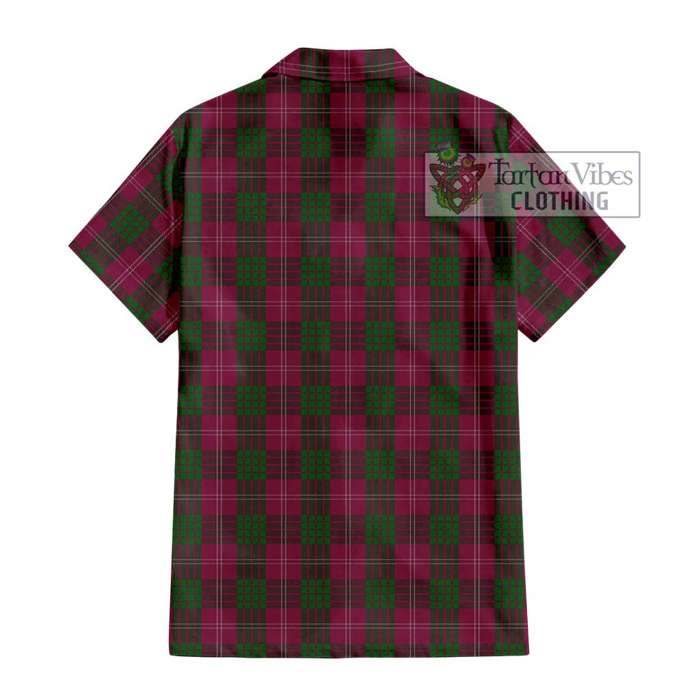 Crawford Tartan Short Sleeve Button Shirt with Family Crest DNA In Me Style - Tartanvibesclothing Shop