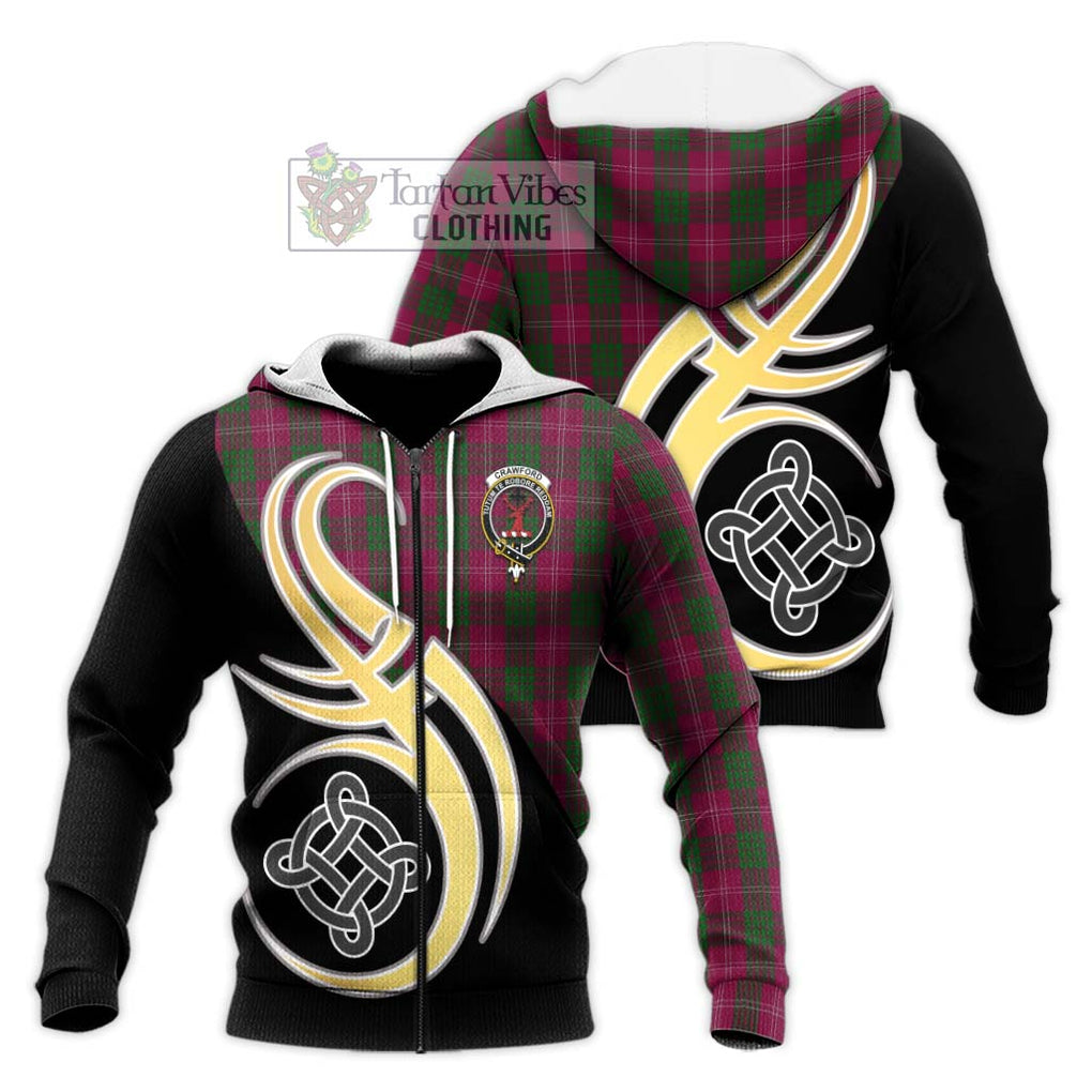 Crawford Tartan Knitted Hoodie with Family Crest and Celtic Symbol Style Unisex Knitted Zip Hoodie - Tartan Vibes Clothing