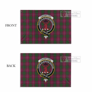Tartan Vibes Clothing Crawford Tartan House Flag with Family Crest