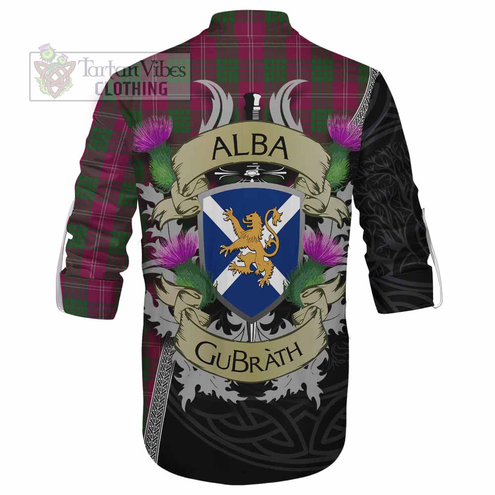 Tartan Vibes Clothing Crawford Tartan Family Crest Ghillie Kilt Shirt Lion Rampant Royal Thistle Shield Celtic Inspired