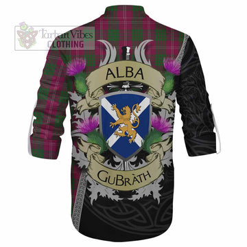 Tartan Vibes Clothing Crawford Tartan Family Crest Ghillie Kilt Shirt Lion Rampant Royal Thistle Shield Celtic Inspired