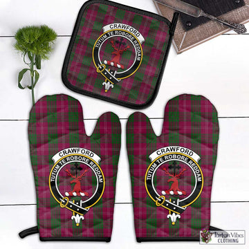 Crawford Tartan Combo Oven Mitt & Pot-Holder with Family Crest Combo 1 Oven Mitt & 1 Pot-Holder Black - Tartan Vibes Clothing