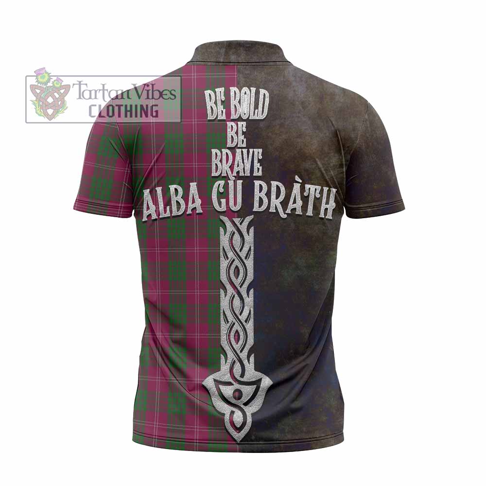 Tartan Vibes Clothing Crawford Tartan Family Crest Zipper Polo Shirt Alba Gu Brath Be Brave Lion Ancient Style