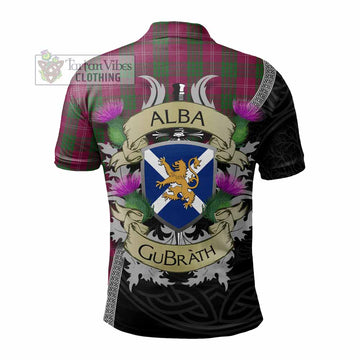 Crawford Tartan Family Crest Polo Shirt Lion Rampant Royal Thistle Shield Celtic Inspired