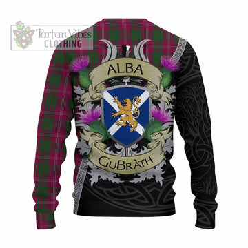 Crawford Tartan Family Crest Knitted Sweater Lion Rampant Royal Thistle Shield Celtic Inspired