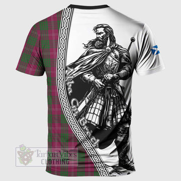 Tartan Vibes Clothing Crawford Tartan Clan Crest T-Shirt with Highlander Warrior Celtic Style