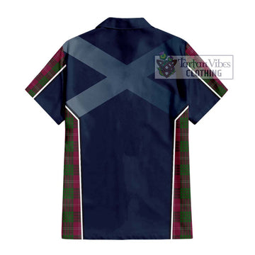 Crawford Tartan Short Sleeve Button Shirt with Family Crest and Lion Rampant Vibes Sport Style - Tartan Vibes Clothing